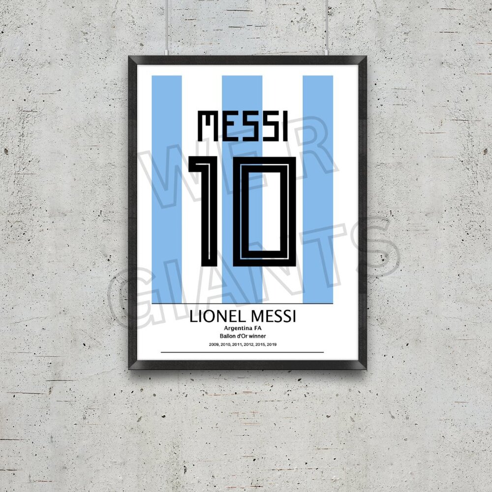 MESSI JERSEY PRINT 11X17 PRINT (ARGENTINA 2024 MESSI HOME JERSEY PRINT)